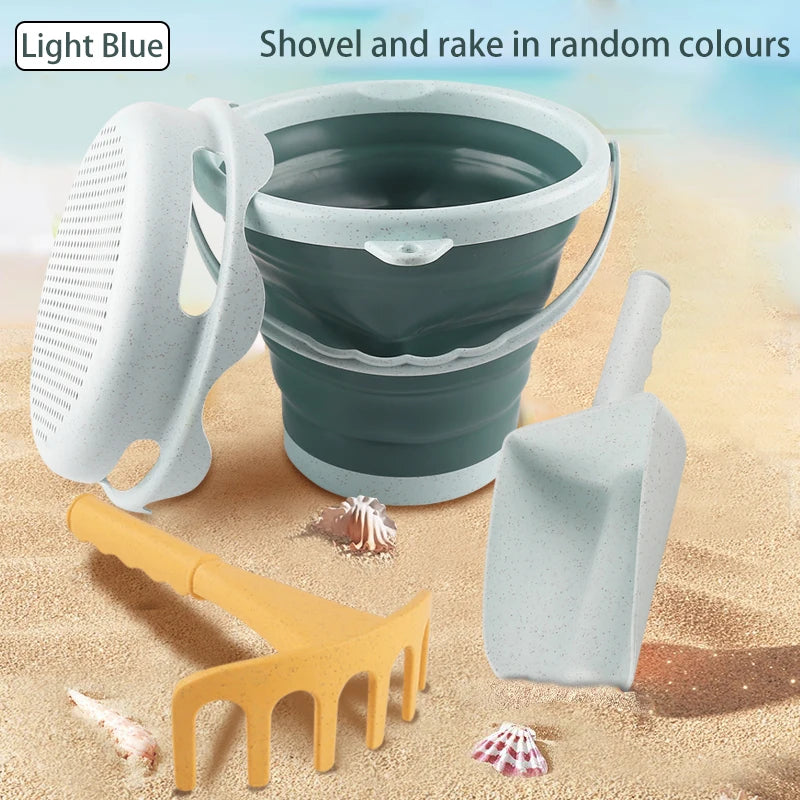 4 in 1 new style 4 Piece Beach Toy Set Collapsible Bucket, Shovel and RakeEasy to carry and catch the sea bucket toys.2025