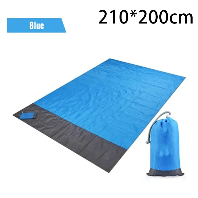 2x2.1m Waterproof Pocket Beach Blanket Folding Camping Mat Mattress Portable Lightweight Mat Outdoor Picnic Mat Sand Beach Mat