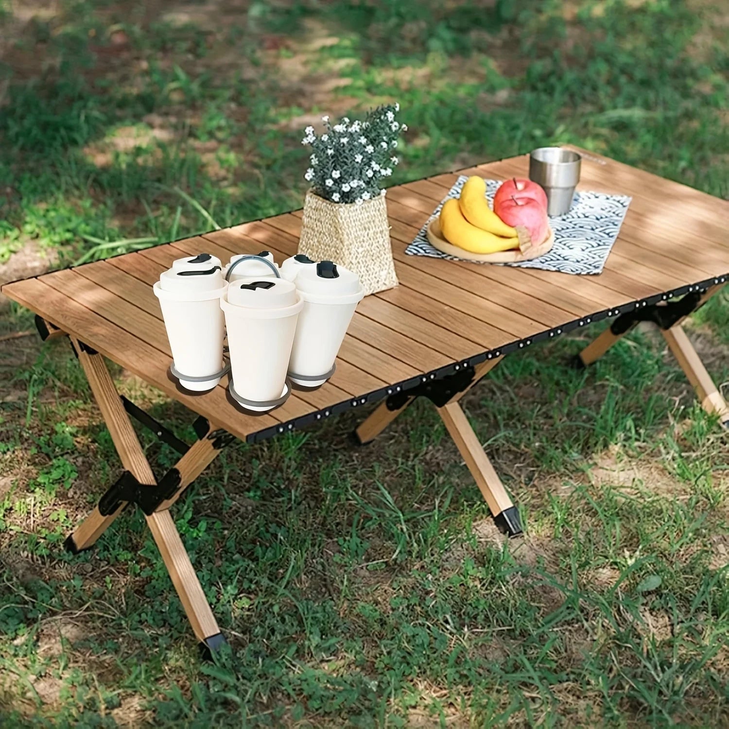 1/2pcs 6-Slot Portable Drink Holder Folding Beverage Tray with Handle Pocket-Sized for Outdoor Picnics Party Reusable Cup Holder