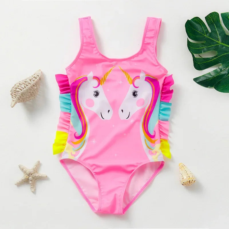 Girls Swimsuit One-Piece Mermaid Fish Scale Unicorn Children's Swimwear Girls Beachwear 2 3 4 5 6 7 8 Years