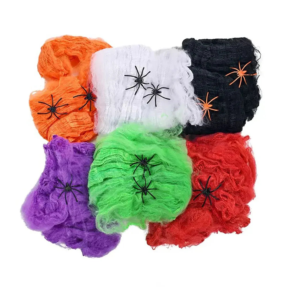 Halloween Decoration Spider Web,Artificial Cobweb,Stretchy Cobweb With Spider,Horror Gothic Haunted House Home Decor