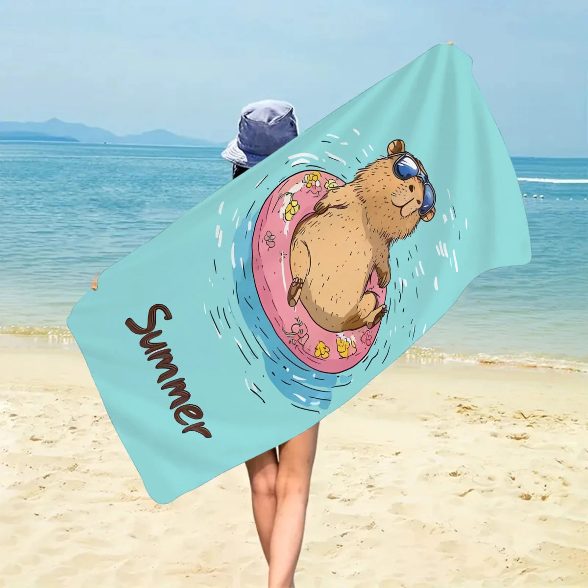 1pc Dolphin Octopus Animal Large Beach Towel, Quick drying Water absorbing Beach Towel, Swimming, Vacation, Camping Beach Towel