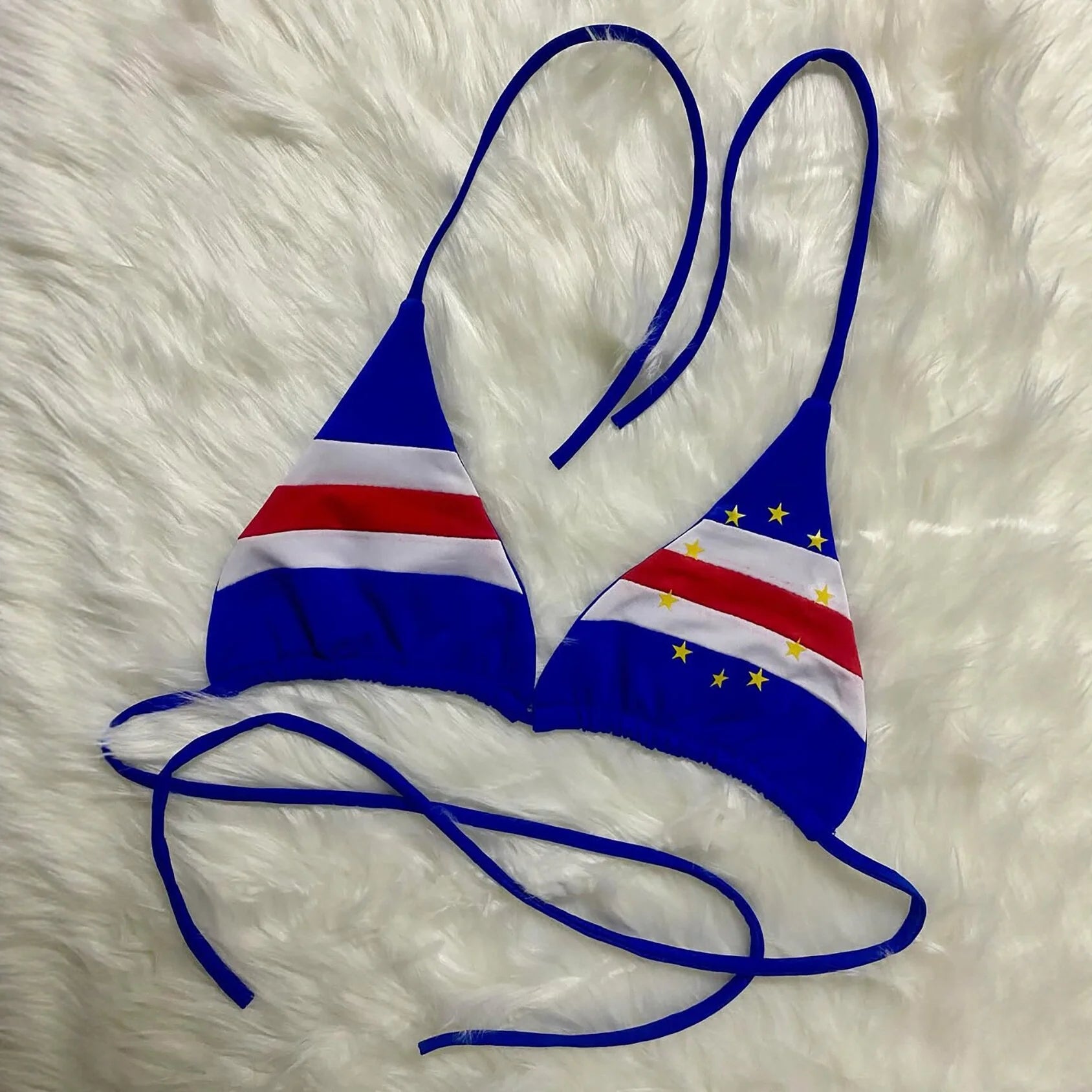 Summer New Split Three-Point Swimsuit Y2K National Flag Print Blue Bikini Set Swimsuit Bikini