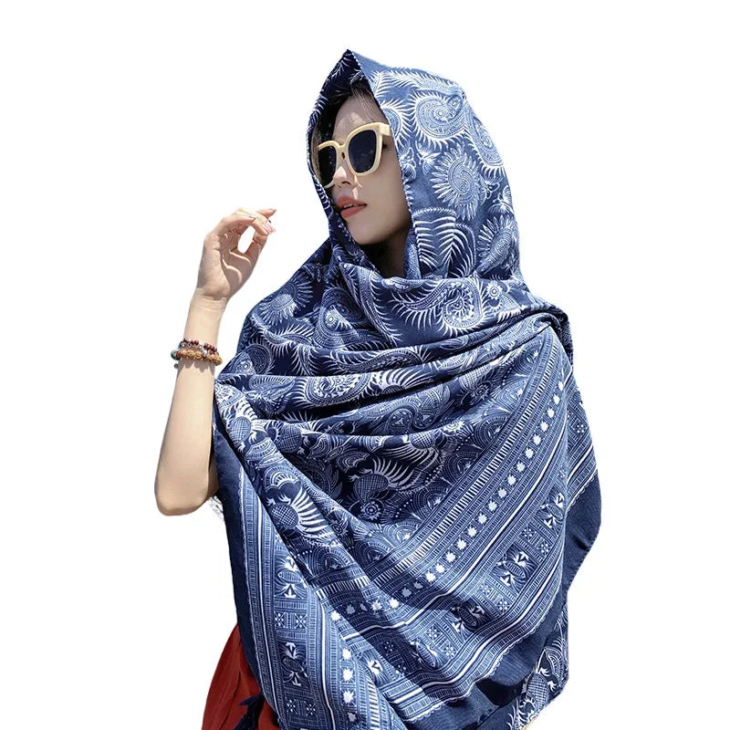 Fashions 90x180cm Twill Cotton Pareo Beach Cover-Ups Women Large Beach Dress Bikini Bathing Swimwear Cover Up Sarong Wrap Scarf