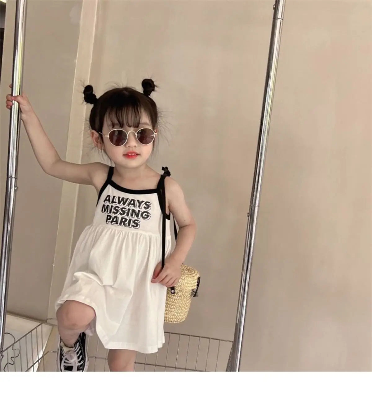 2026 Summer Girls Cute Print One Piece Suspender Dress Casual Design