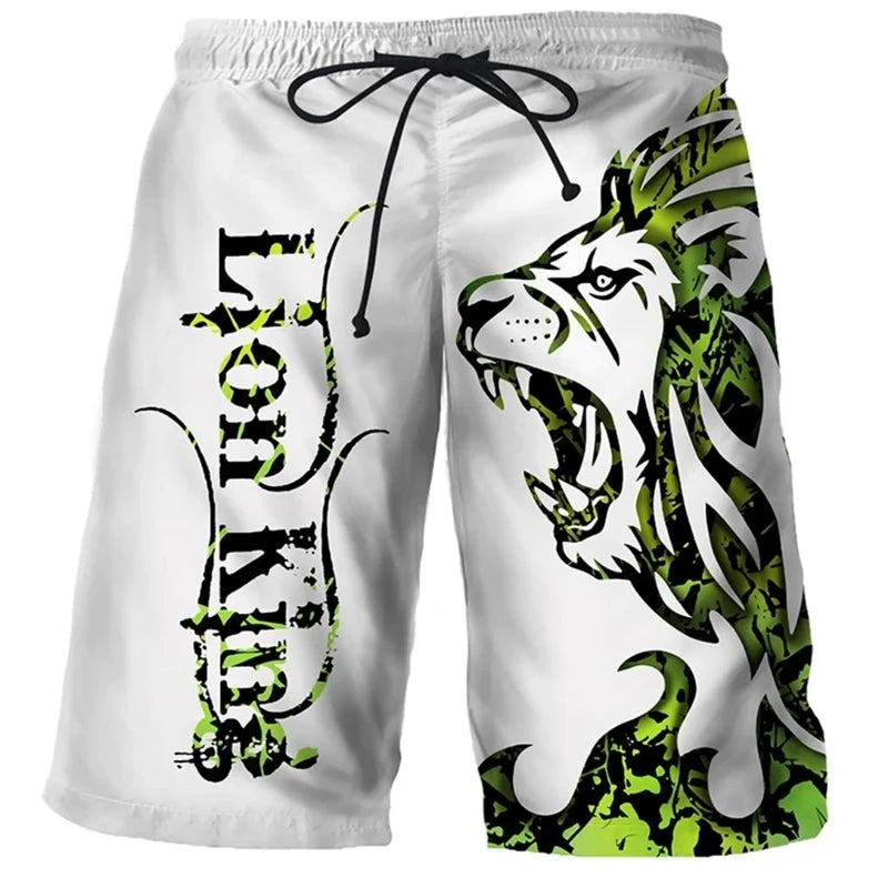 New Lion Graphic 3d Print Shorts Men Breathable Quick-drying Gym Fitness Shorts Plus Size Loose Fashion Drawstring Unisex Shorts