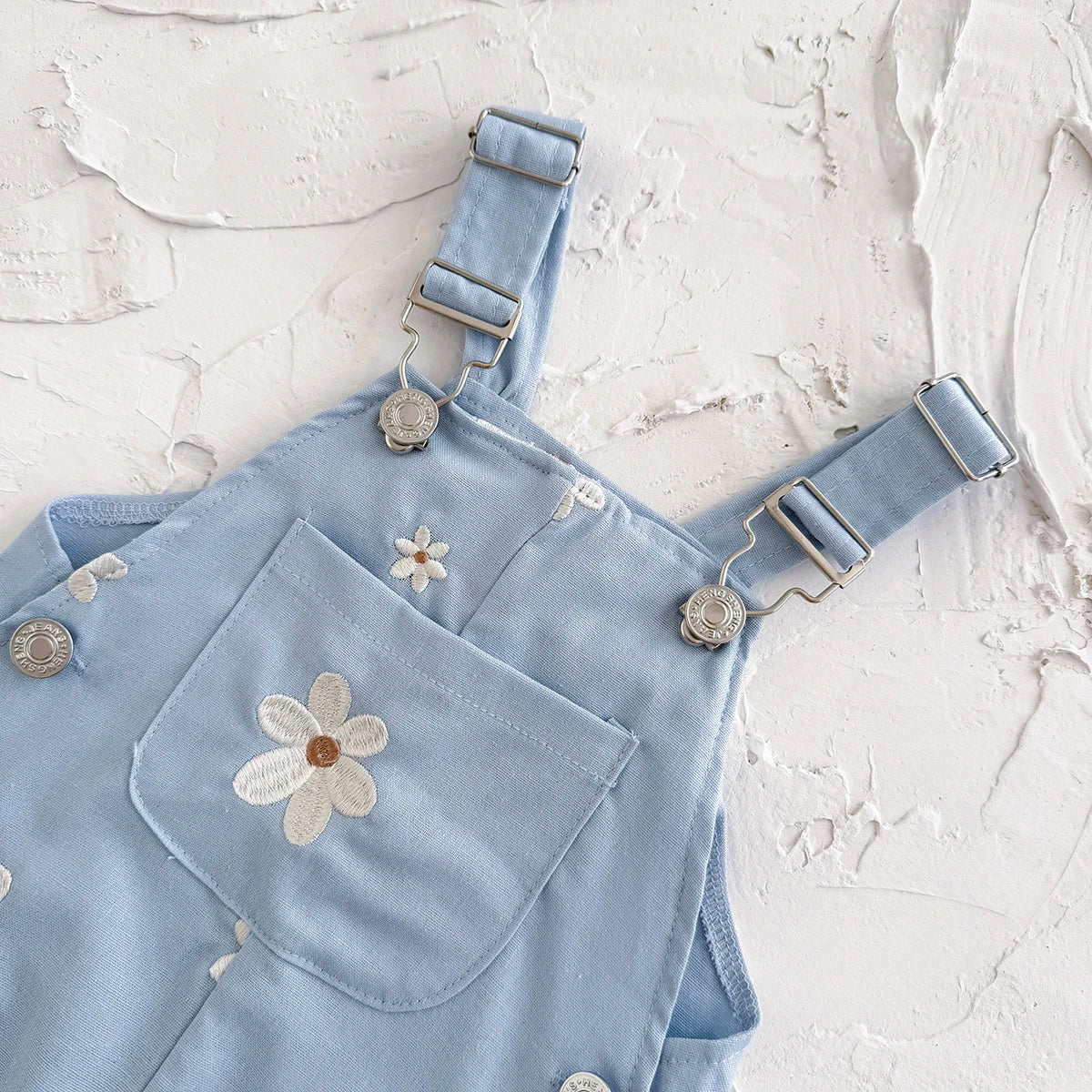 Summer Hot Baby Suspender Pants Sleeveless Flower Embroidery Loose Overalls Romper Girls Jumpsuits Boys Clothes with Pockets