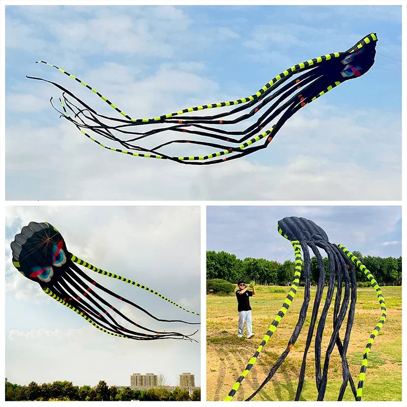 3D 8-meter Octopus Kite Four-colors Large Animal Soft Kite Outdoor Inflatabls Adult Kites Easy To Fly Nylon Tear Resistant