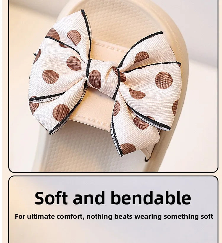 2026Summer Children's Slippers Girls Princess Non-slip Soft Sole Slippers Toddler Girl Shoes Bow Tie Slippers Flip Flops Outdoor