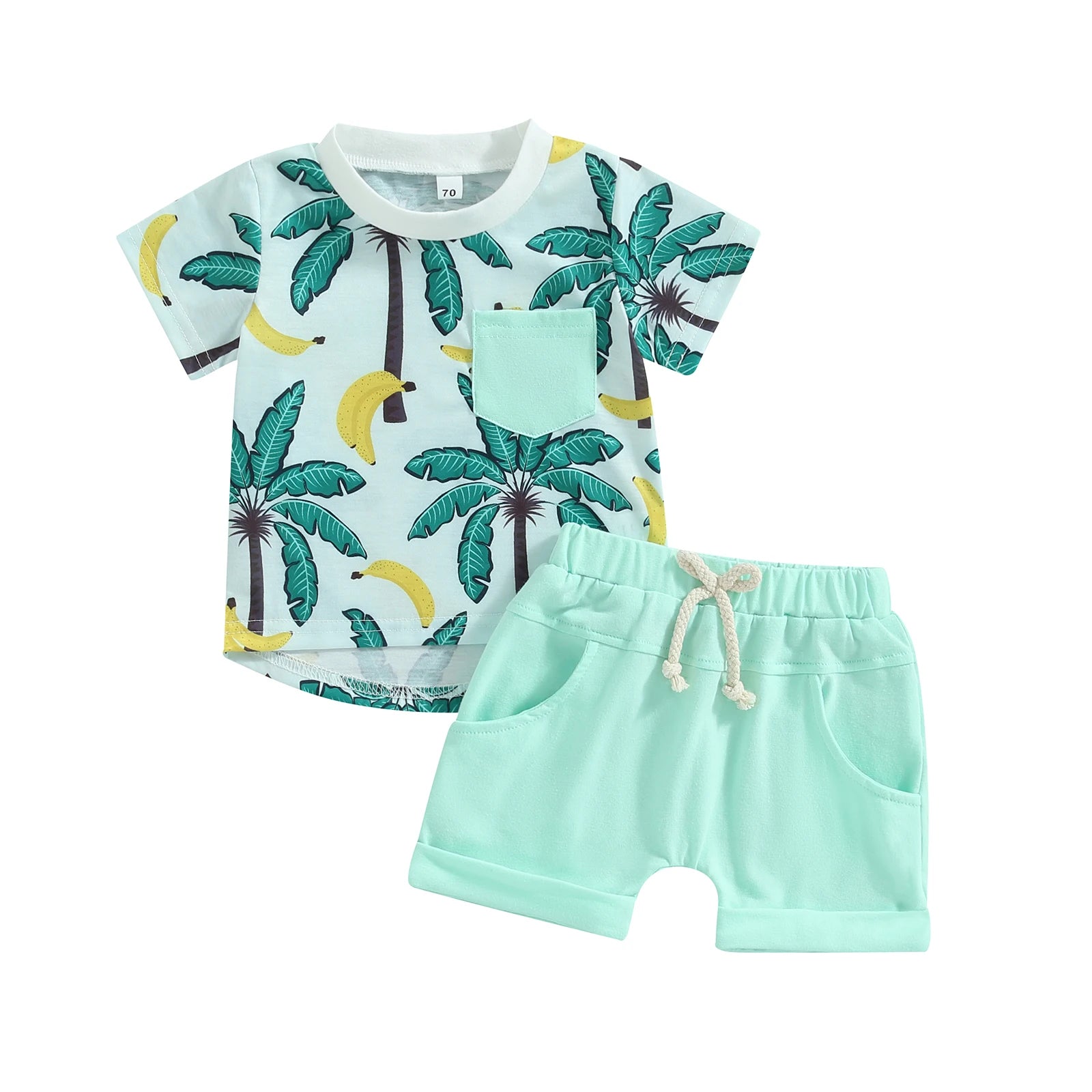Citgeett Summer Infant Boy Clothes Suits Beach Tree Print Short Sleeve T-Shirts and Elastic Waist Shorts Clothes Set