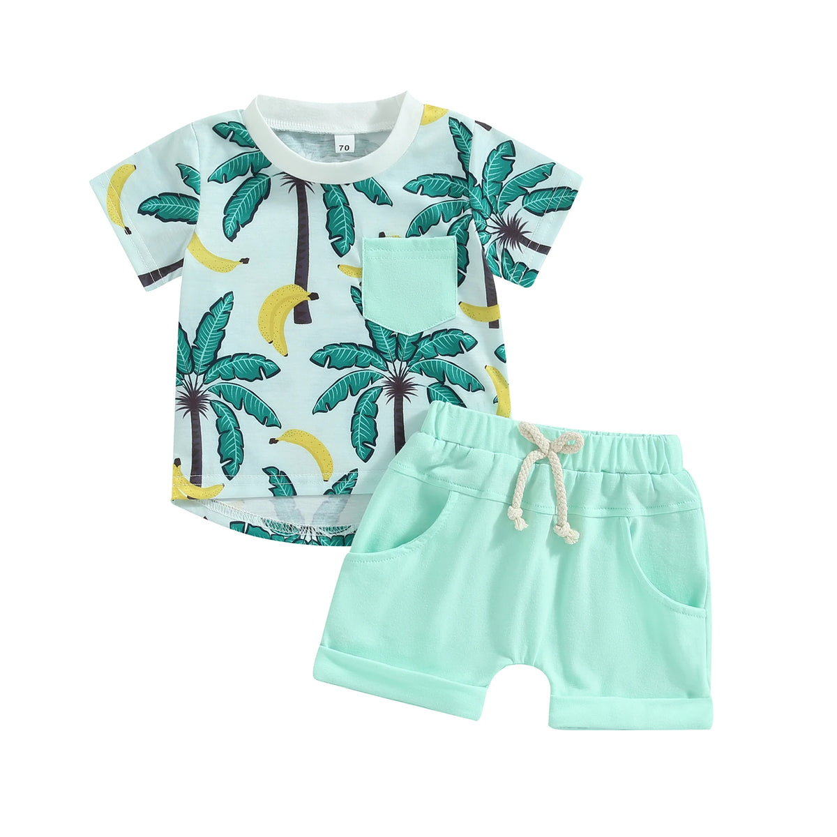 Citgeett Summer Infant Boy Clothes Suits Beach Tree Print Short Sleeve T-Shirts and Elastic Waist Shorts Clothes Set