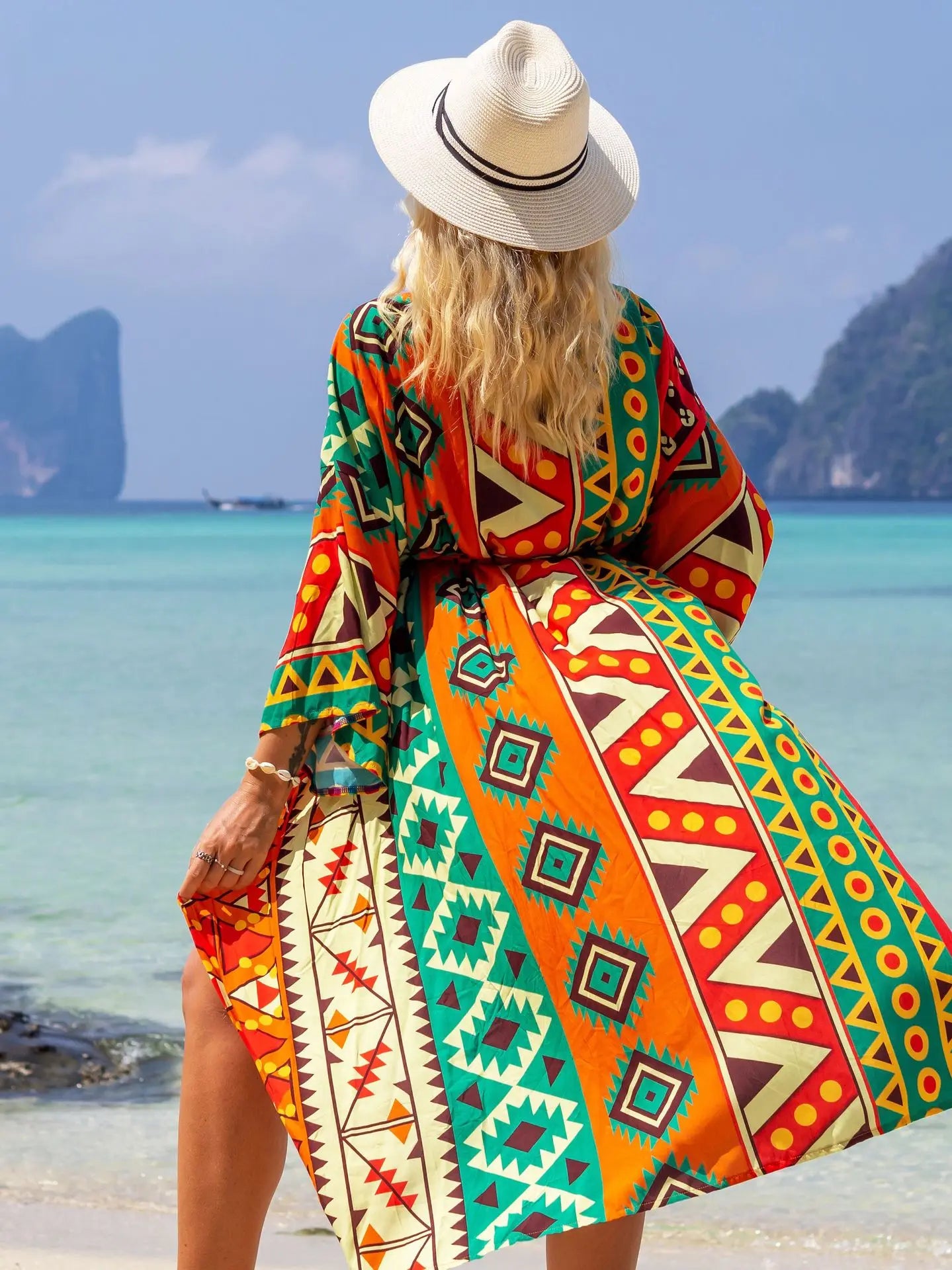 Swimsuit Cover Up Printed Kimono for Sea Boho Coverup Long Luxury Beach Outings Belted Swimwear Cape Holiday Bathing Suits Sales