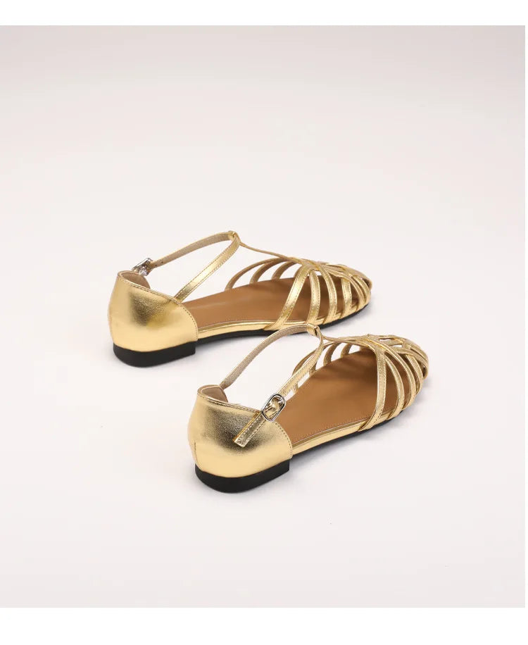 ZAROY Women's Sandals Summer Casual Footwear T-tied Cross Strap Flat Sandals Weave Hollow Roman Sandalia Zapatos сандали
