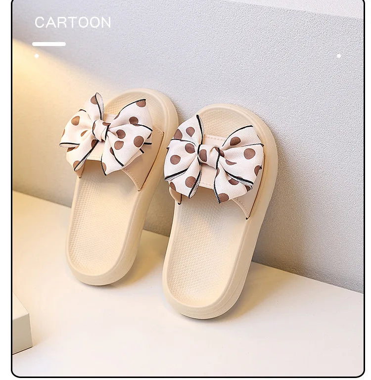 2026Summer Children's Slippers Girls Princess Non-slip Soft Sole Slippers Toddler Girl Shoes Bow Tie Slippers Flip Flops Outdoor