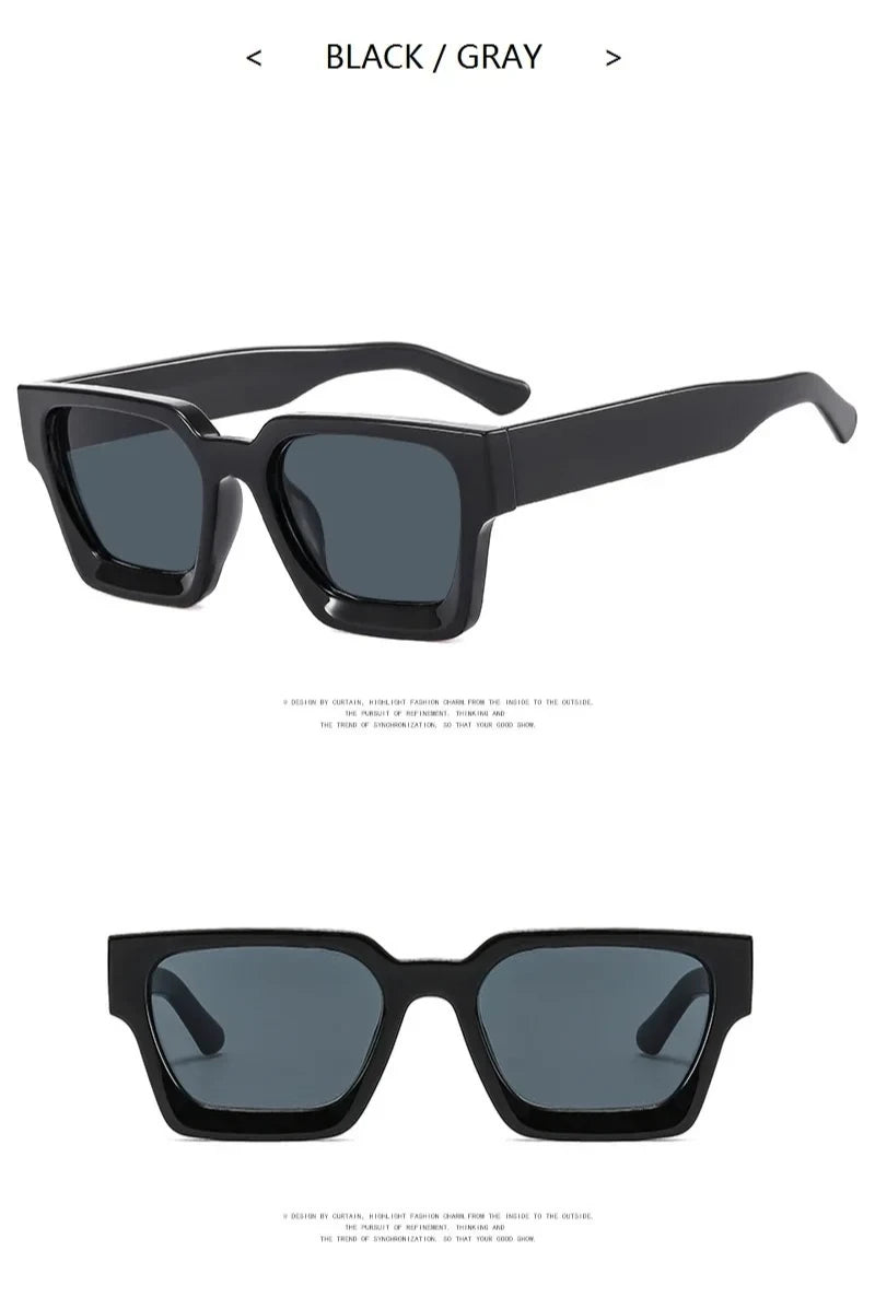 Unisex Square Vintage Sunglasses, UV400 Protection Retro Punk Style Fashion Shades, Designer Eyewear for Men & Women Driving, Outdoor & Daily Wear
