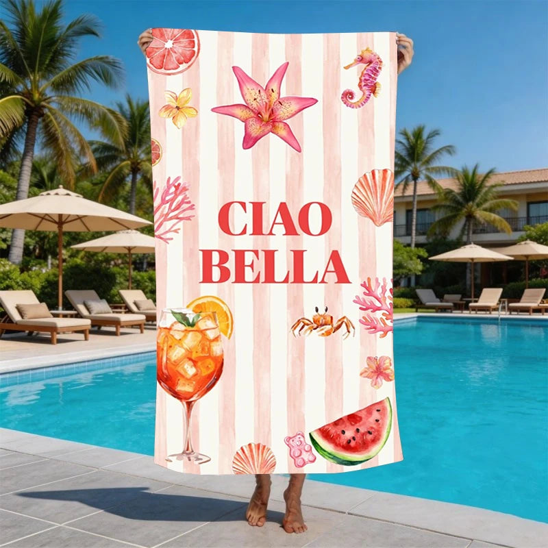 Amalfi Coast Italian Microfiber Beach Towel Oversized Extra Large Sand Free Pool Towels Quick Dry Super Absorbent Swim Blanket