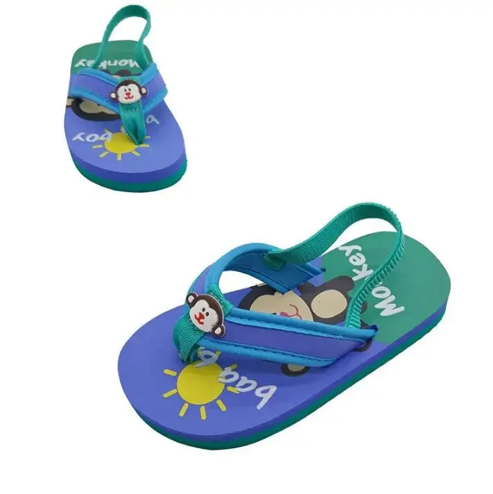 2026 Summer Children Cute Cartoon Animal Slippers Beach Shoes Kids Flip Flops Elastic Band Anti-slip Sandals Boys Girls Slippers
