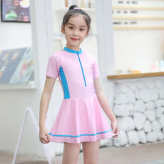 Swimming Suit Girls Zipper Swimmingsuit Girl Kids One Piece Swimsuit Flower Patchwork Swimming Suit For Girls