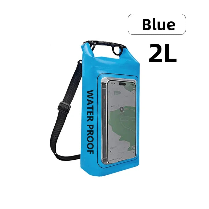 2L/5L Waterproof Dry Bag Touch Screen Swimming Waterproof PVC Bag Rafting Floating Outdoor Sport Bag Surfboard Kayak Storage Bag