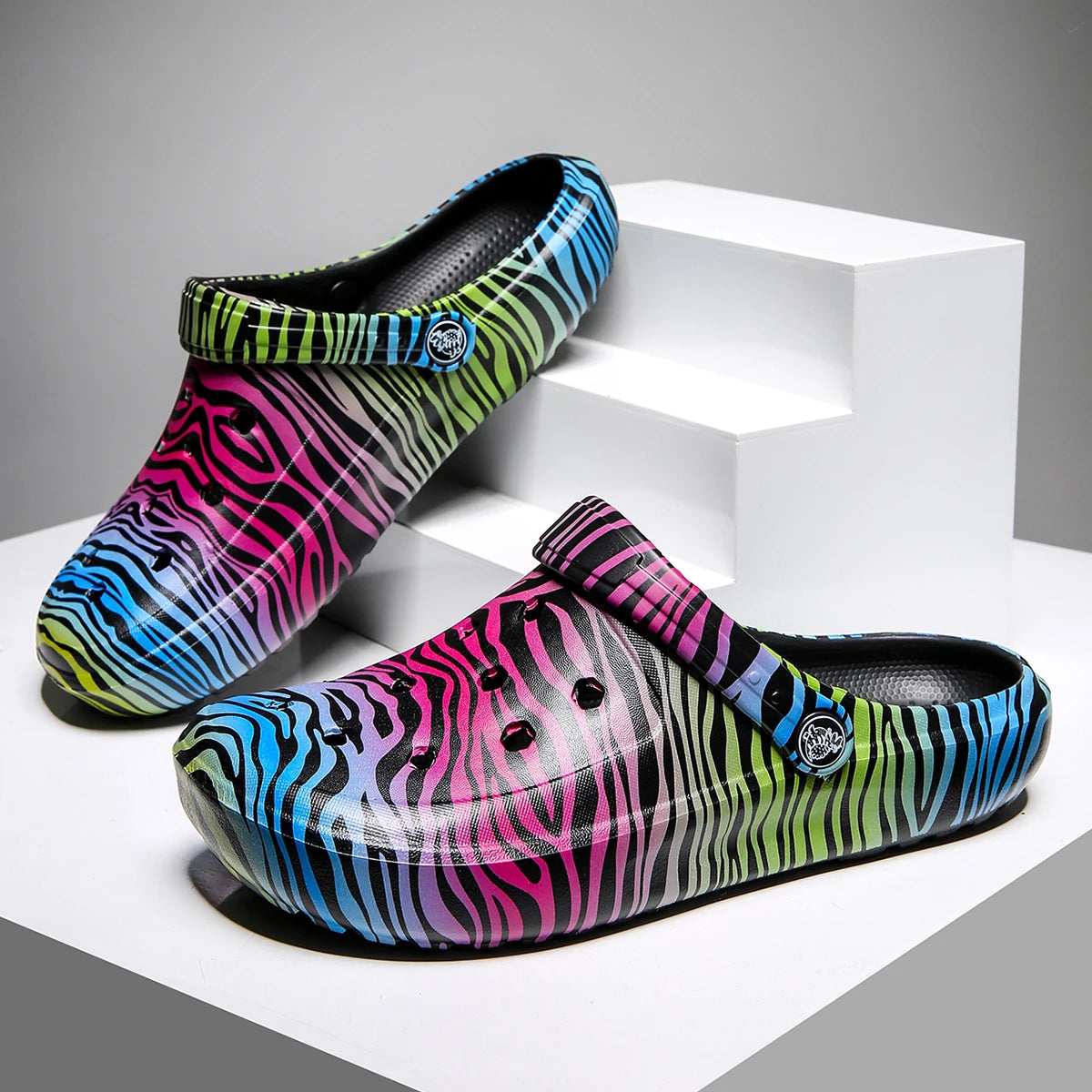 Garden Clogs Comfortable Women's Tie-dye Pattern Clogs, Slip On Lightweight Two-way Wear Clogs, Non-slip Summer Beach Slides 666