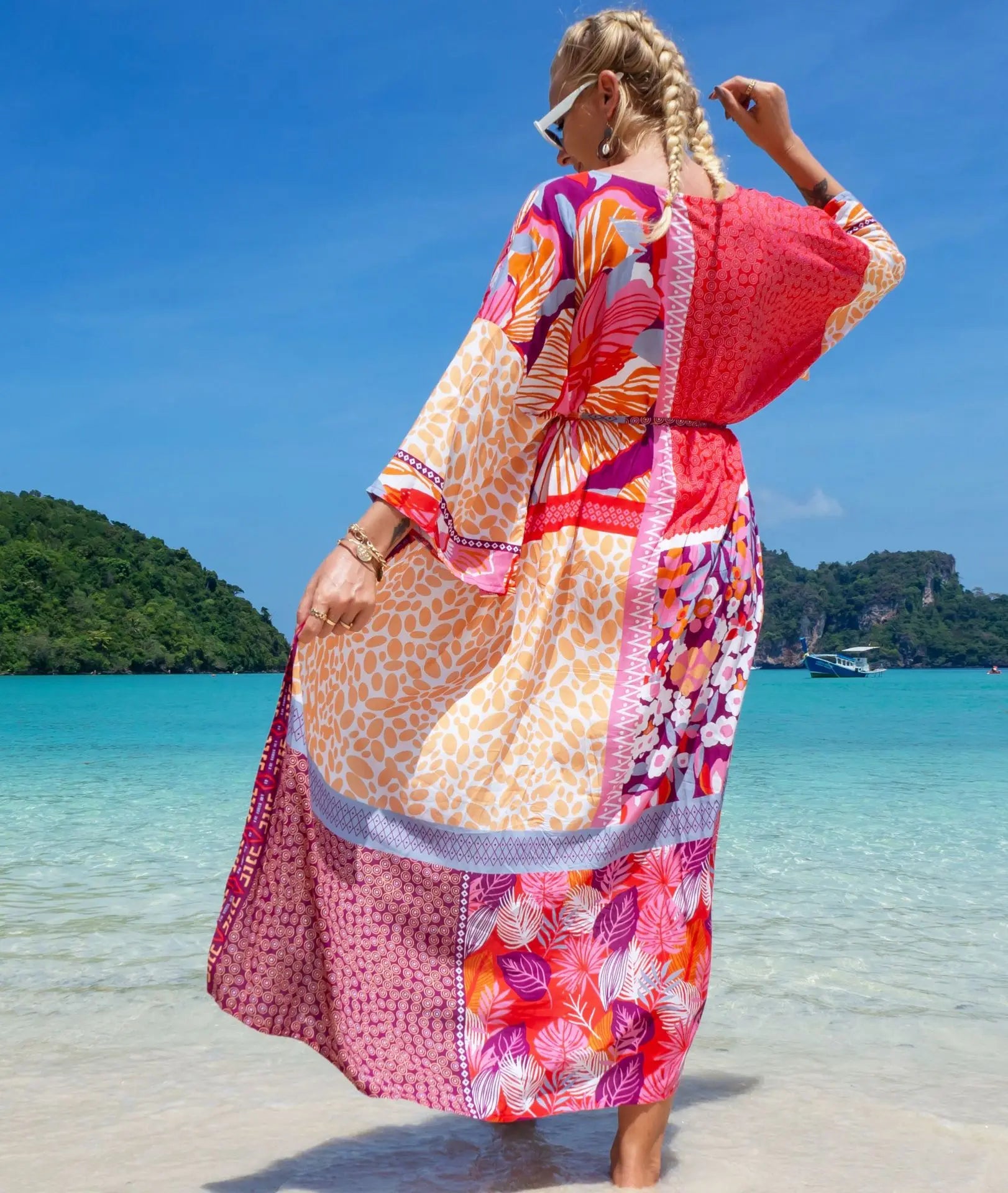 Swimsuit Cover Up Printed Kimono for Sea Boho Coverup Long Luxury Beach Outings Belted Swimwear Cape Holiday Bathing Suits Sales