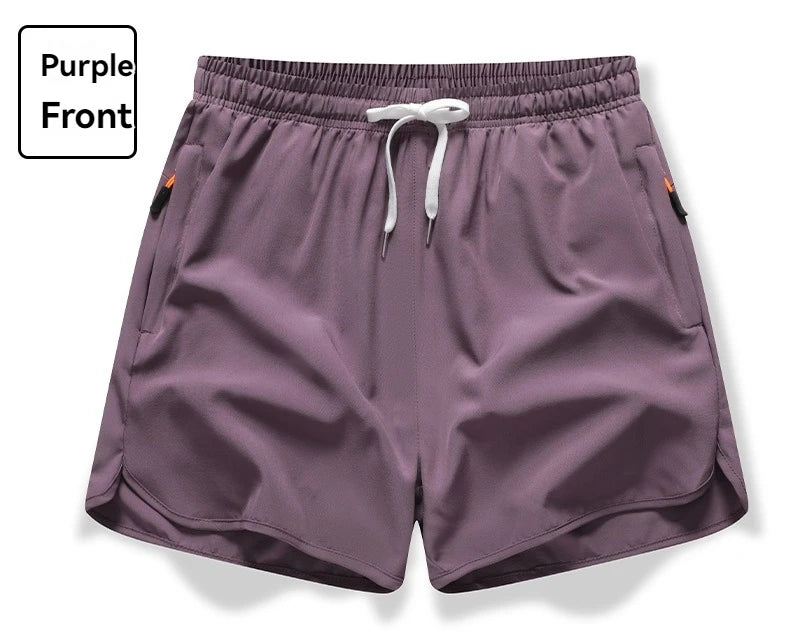 3/4 Sport Shorts Summer Men Casual Solid Ice Silk Light Sweat Absorb Quick Dry Running Fitness Outdoor Loose