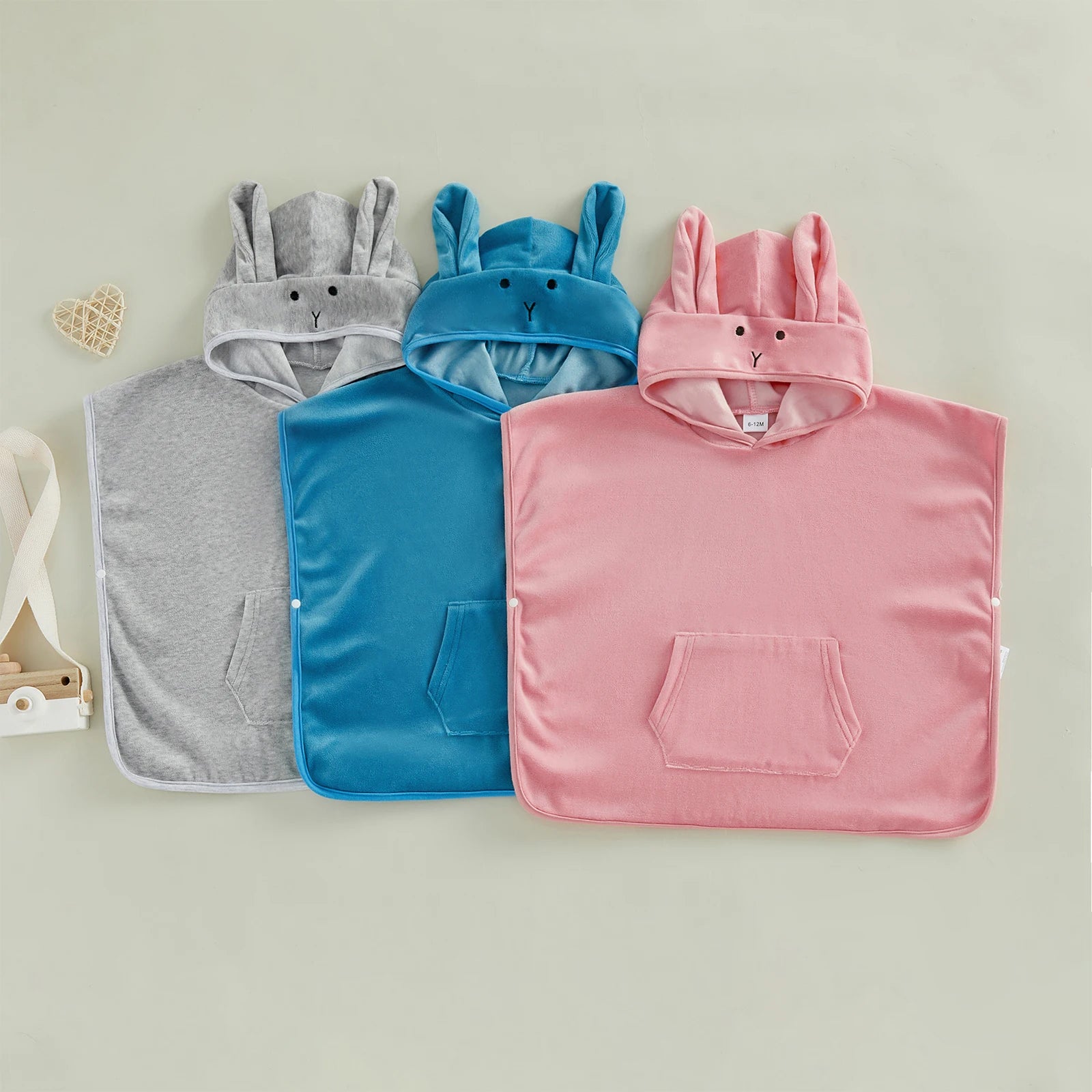 Suefunskry Kids Swim Cover-up Hooded Beach Clothes Cute Bunny Ears Bath Towels with Hood and Pockets Baby Swim Robes