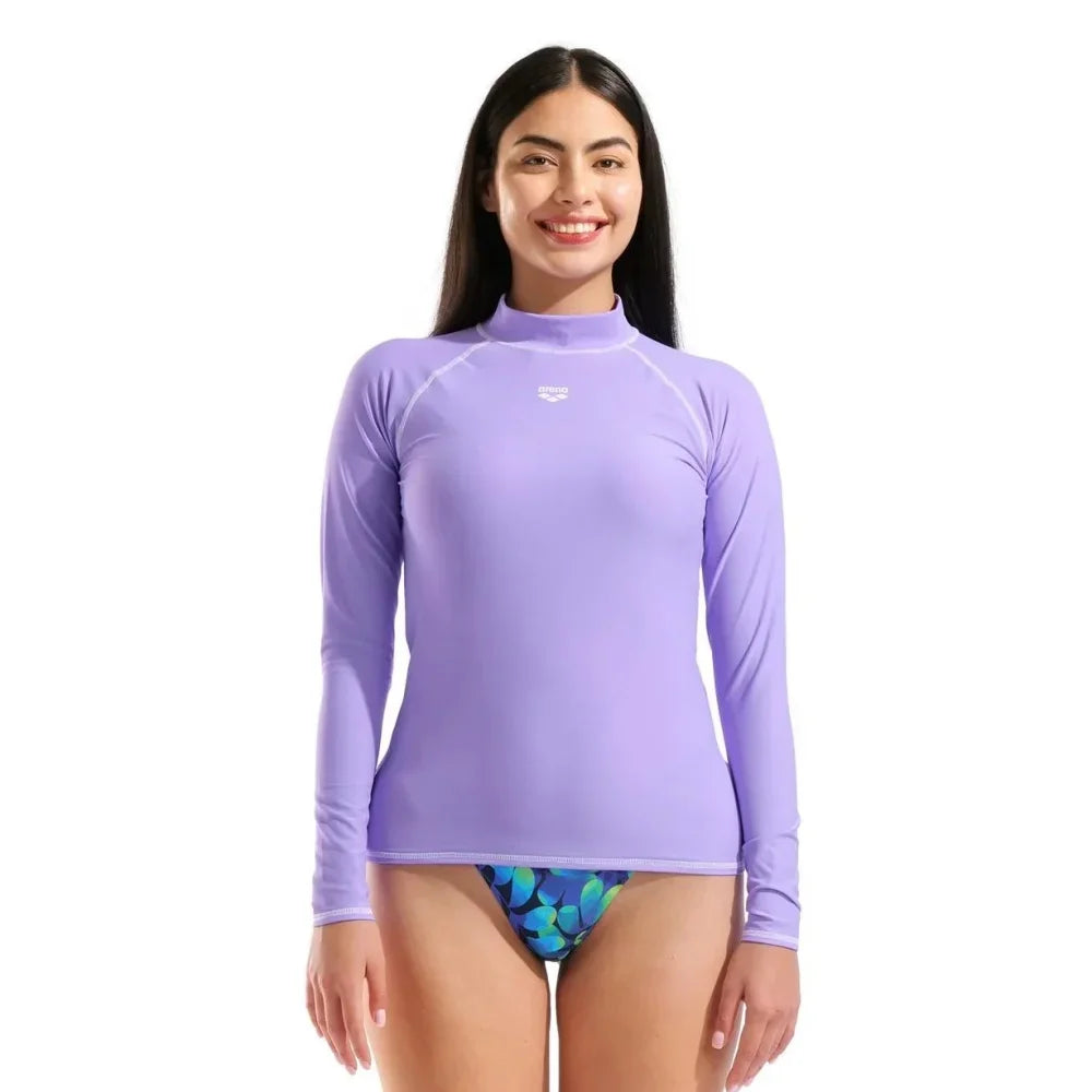 Women Rash Guard Fashion High-Elastic T Shirt Long Sleeve Surfing Swimsuit Top Water Sports Fitness Lycra Quick-Drying UPF 50+