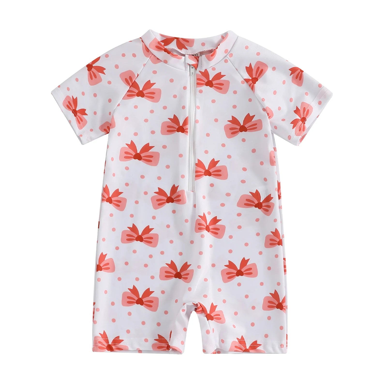 0-3Years Baby Boy Girl Rash Guard Swimsuits Fashion Print Short Sleeve Zip Up Rompers Bathing Suit Toddlers Swimwears Beachwear