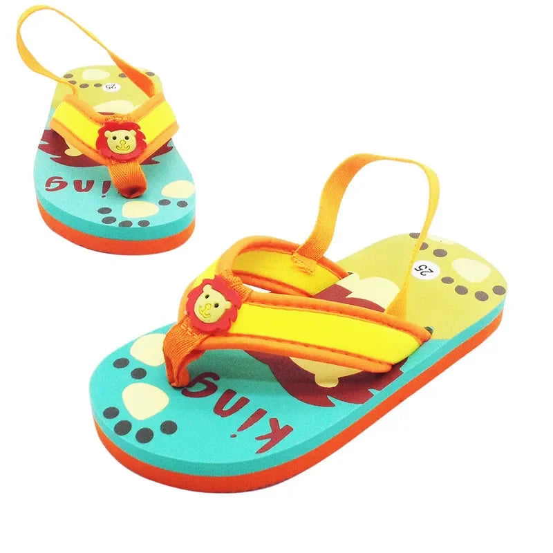 2026 Summer Children Cute Cartoon Animal Slippers Beach Shoes Kids Flip Flops Elastic Band Anti-slip Sandals Boys Girls Slippers