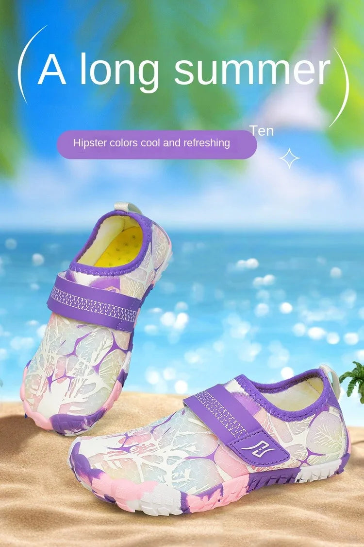 Breathable Boys and Girls Aqua Shoes Anti-Bump Toe Drainage Design Outdoor Hiking and Wading Water Shoes Barefoot Shoes