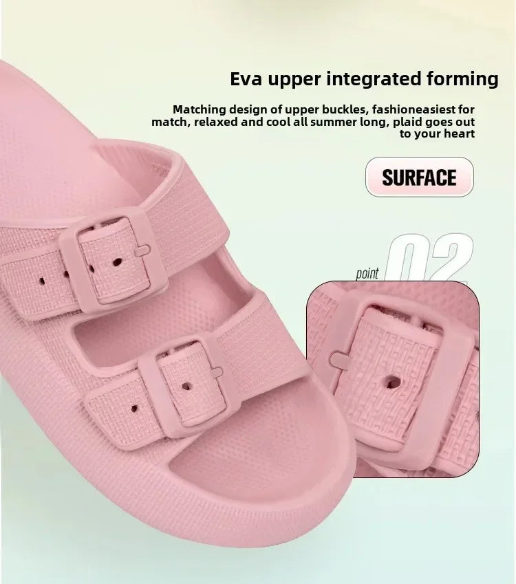 Soft Sole Beach Slippers Men Summer Adjustable Buckle Non-Slip Home Woman Comfortable Thick Bottom Sandals
