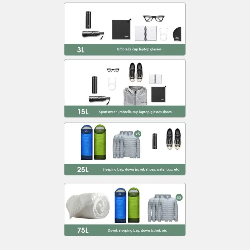 Portable Waterproof Dry Bag Sack Ultralight Drifting Swimming Storage Bag Rafting Kayaking Bag 3/5/8/12/15/25/35/75L Bag