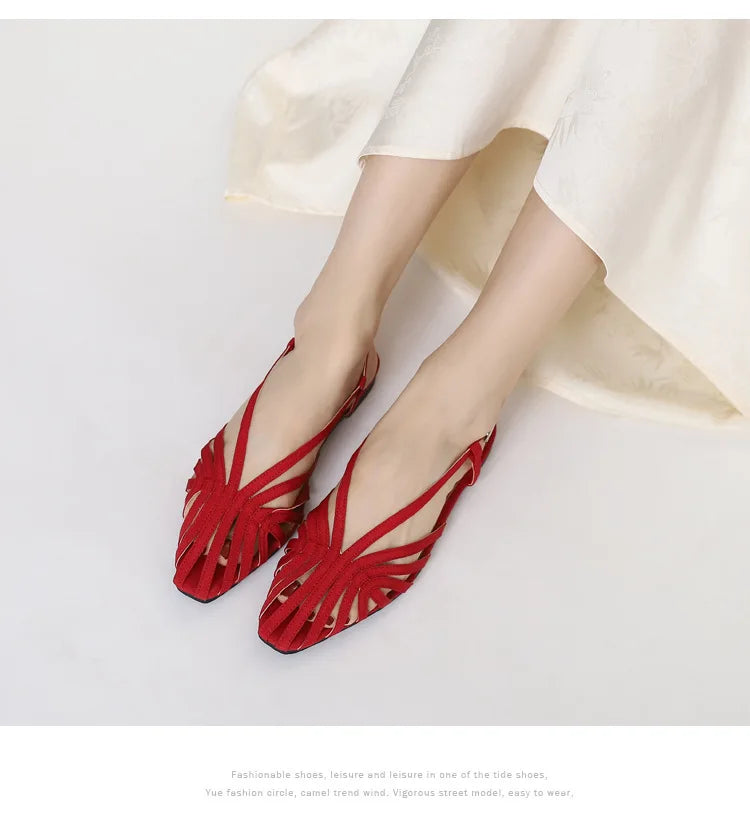 ZAROY Narrow Band Women Flat Sandals Large Size Designer Brand Banquet Wedding Shoes Summer Hollow Beach Gladiator Sandalias