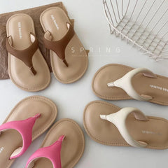 2026 New Legged Children's Sandals Girls' Flip flops Beach Vacation Flat Shoes Solid Color Summer Amorous Feelings