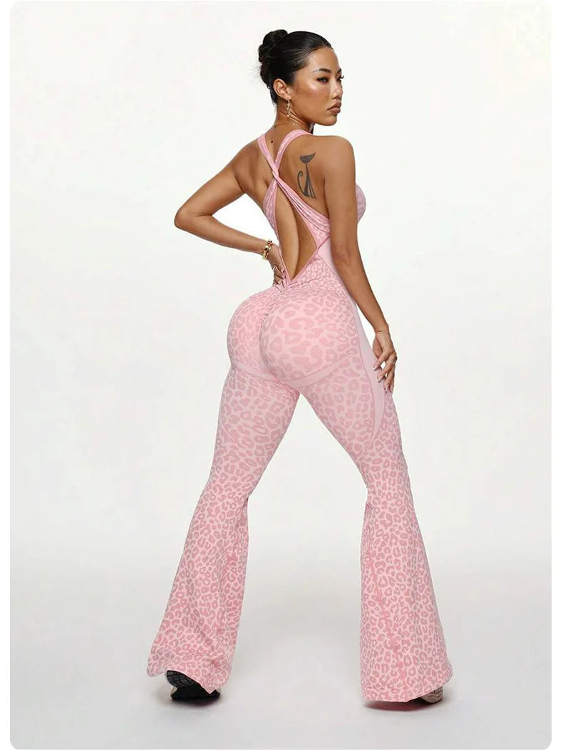 Sexy Back V Jumpsuit Gym Set Women Training Yoga Suit Sportswear Women Sports Jumpsuit Fitness Rompers Stretch Workout Bodysuits