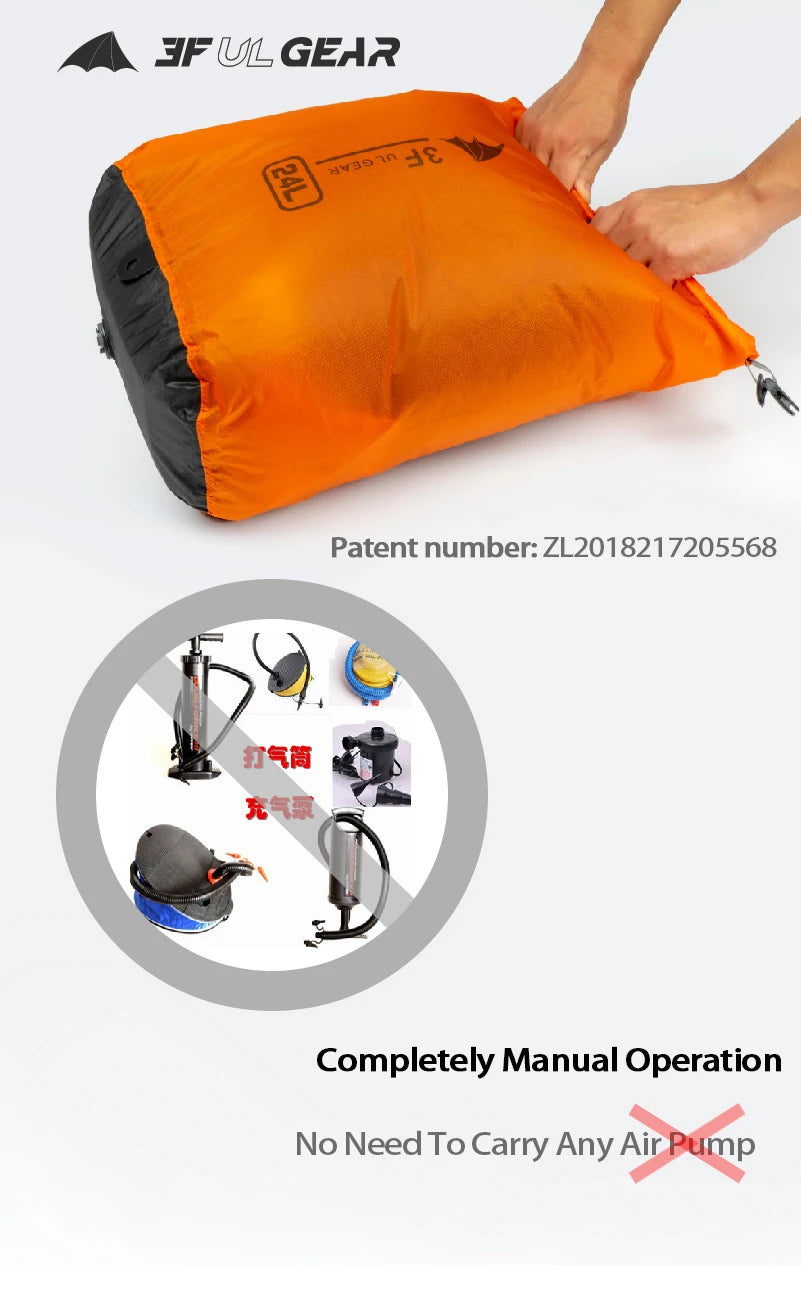 3F UL GEAR 12L 24L 36L Waterproof Bag With Air Valve Exhaust Drifting Swimming Bag Travel Storage Bags Outdoor Camping Equipment