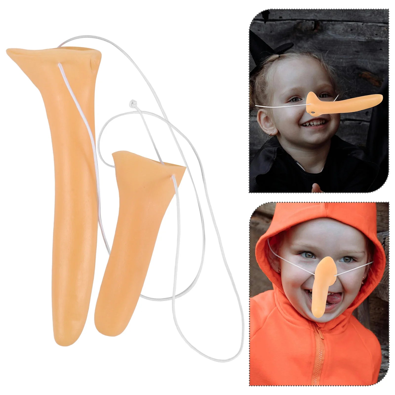 2pcs Simulation Nose Prop Halloween Long Nose Cosplay Party Performance Costume Reusable Vinyl  Long Nose Cosplay Supplies