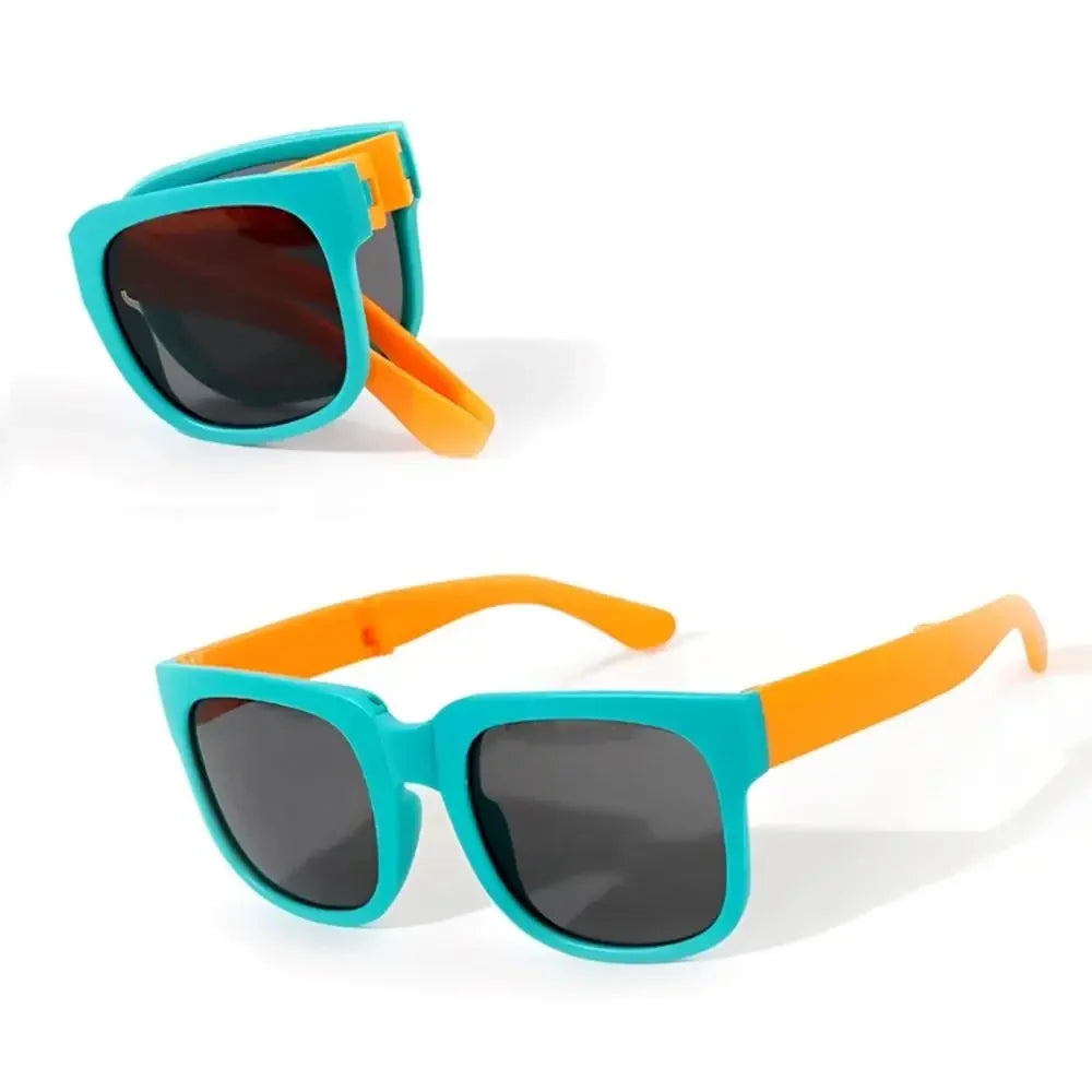 Kids Sunglasses for Toddler Boys and Girls Foldable Sunglasses Children Eyewear Square Frame Travel Goggle UV 400 Shades Eyewear