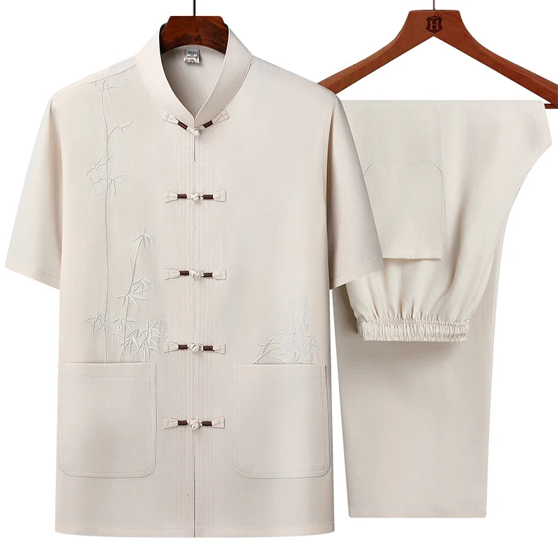 Men's sets (Shirt + trousers) 2026 summer new style men fashion shirt short sleeve shirt High quality shirts male Two Piece