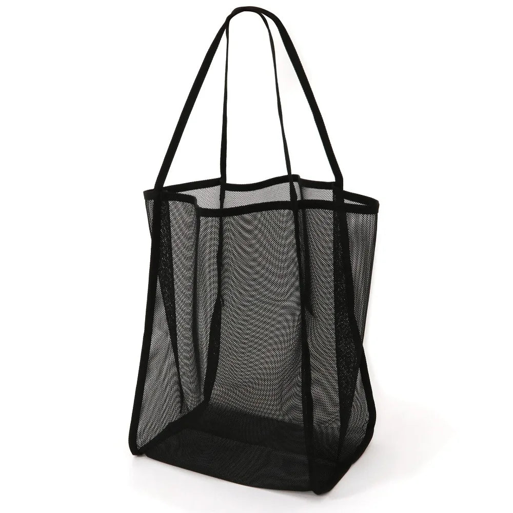 Mesh Tote Bag for Beach Swimming Storage Organizer Summer Foldable Beach Bag Toy Storage Clothes Organizer Bathroom Packaging