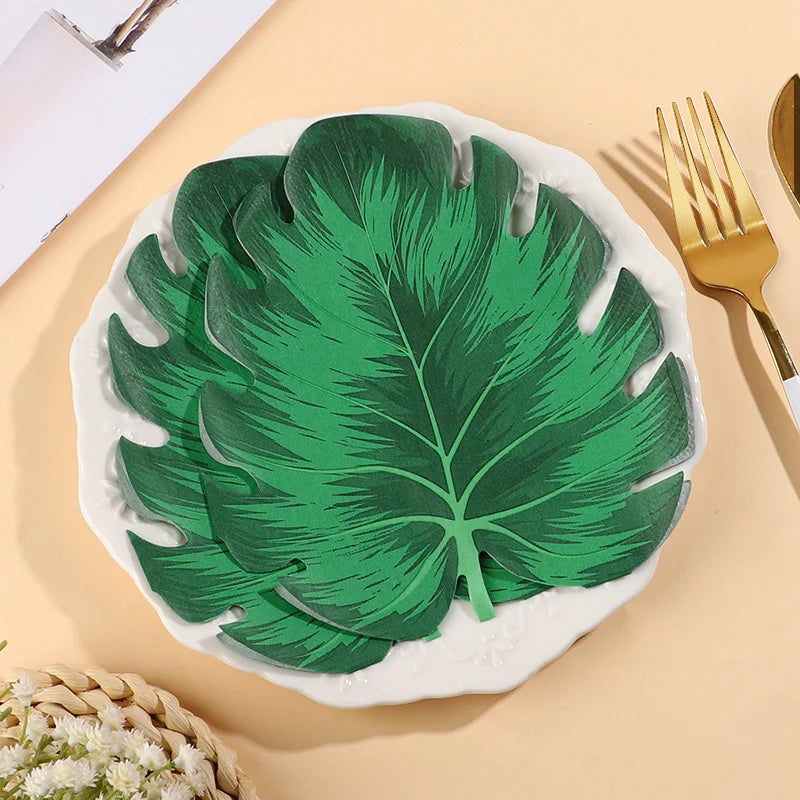 20-100Pcs Bulk Tropical Jungle Leaf Paper Napkin for Hawaiian Summer Beach Birthday Party Table Decoration Wedding Supplies