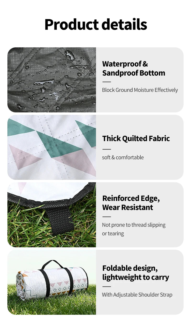 200x300 Outdoor Picnic Mat Lawn Mat Moisture-Proof Camping Mat Large Machine Washable Thickened