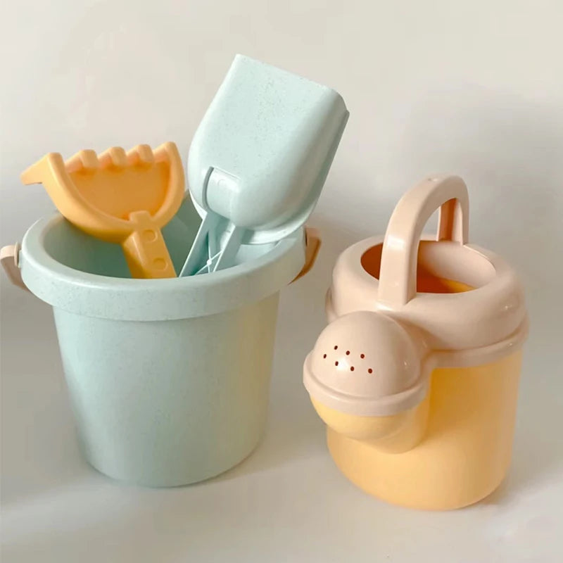 Children's beach toy straw beach bucket set can be loaded with sand digging tools to water flowers outdoor wheat straw toys.