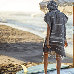 Turkish Wearable Beach Towel Sandproof Cotton Large Surf Poncho Hooded Wetsuit Changing Towel Quick Drying Sandproof Bathrobe