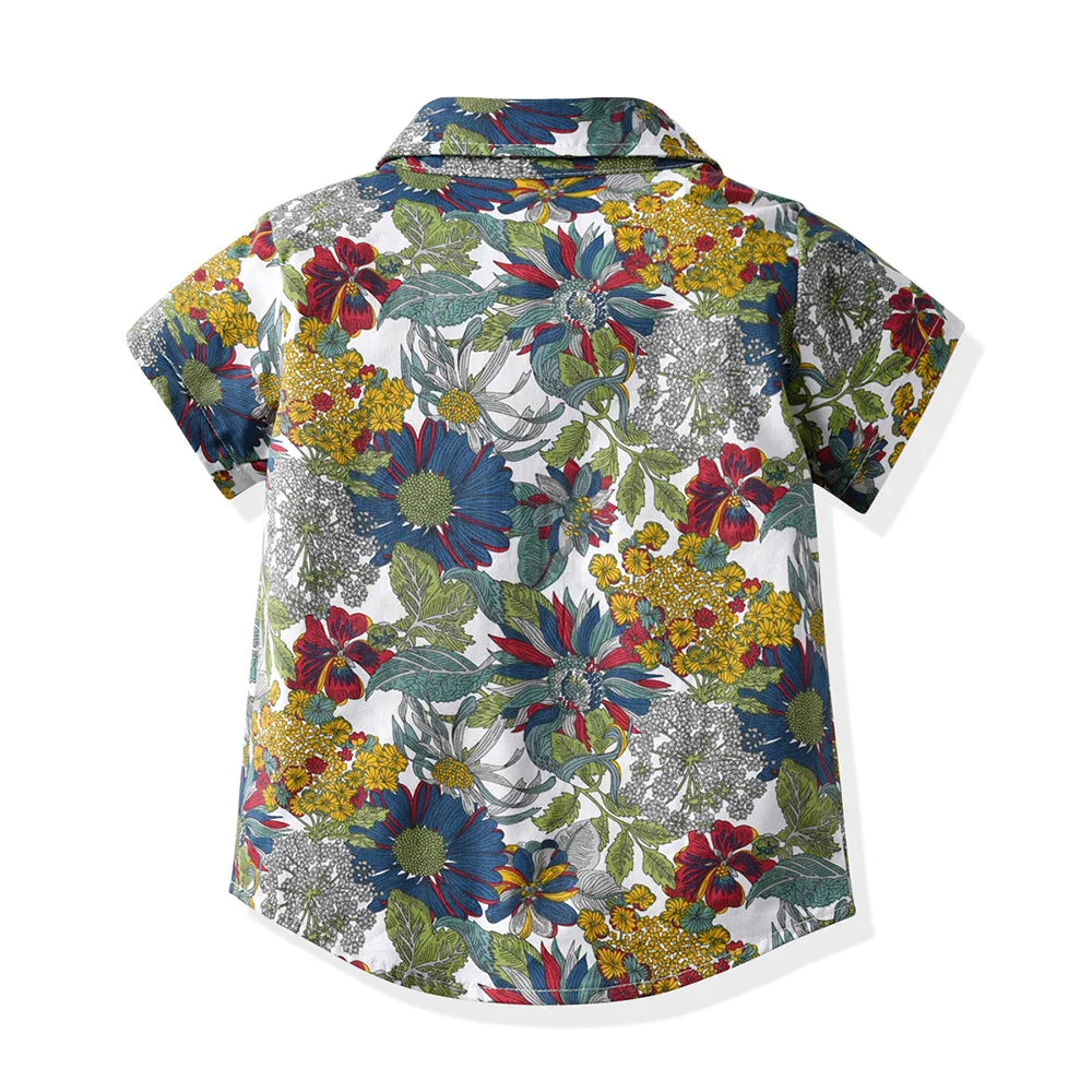 Seaside Holiday Dad-son Matching Summer Shirt Beach Style Short-sleeved Flower Shirt Family Matching Shirts Dad and Son Shirts