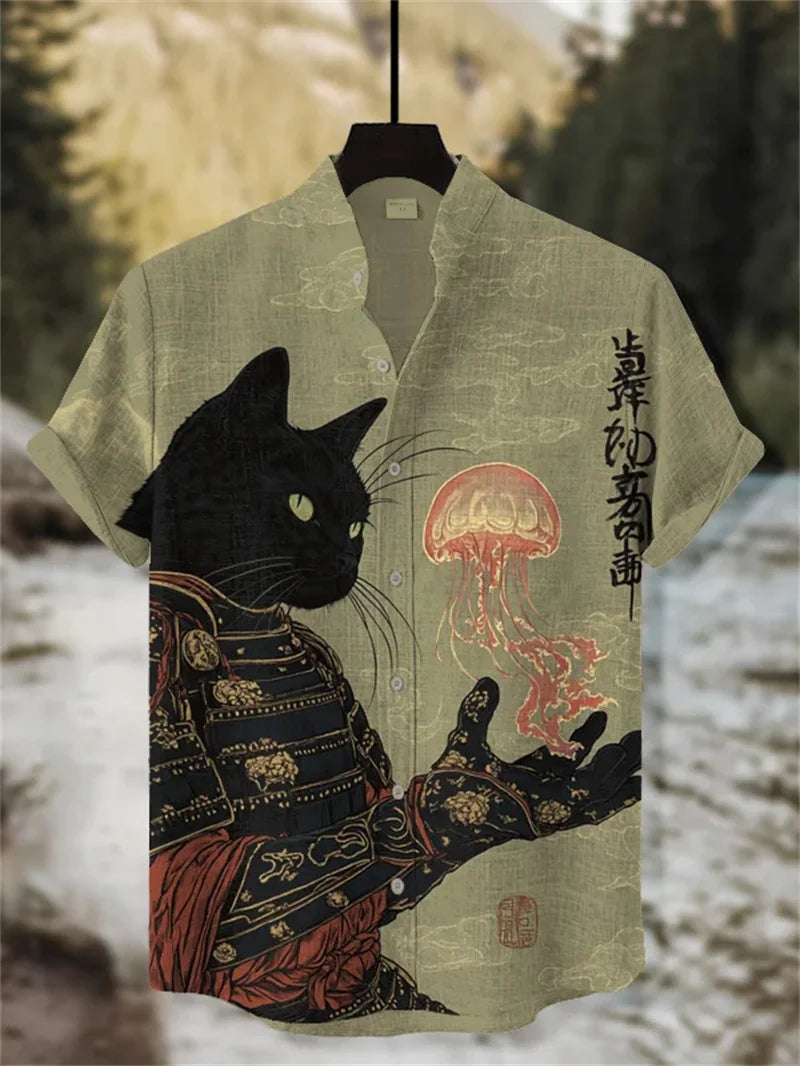 Summer Fashion New Men's Linen Hawaiian Shirt 3D Printed Shirt Short Sleeve Casual Beach Shirt Vintage Shirt