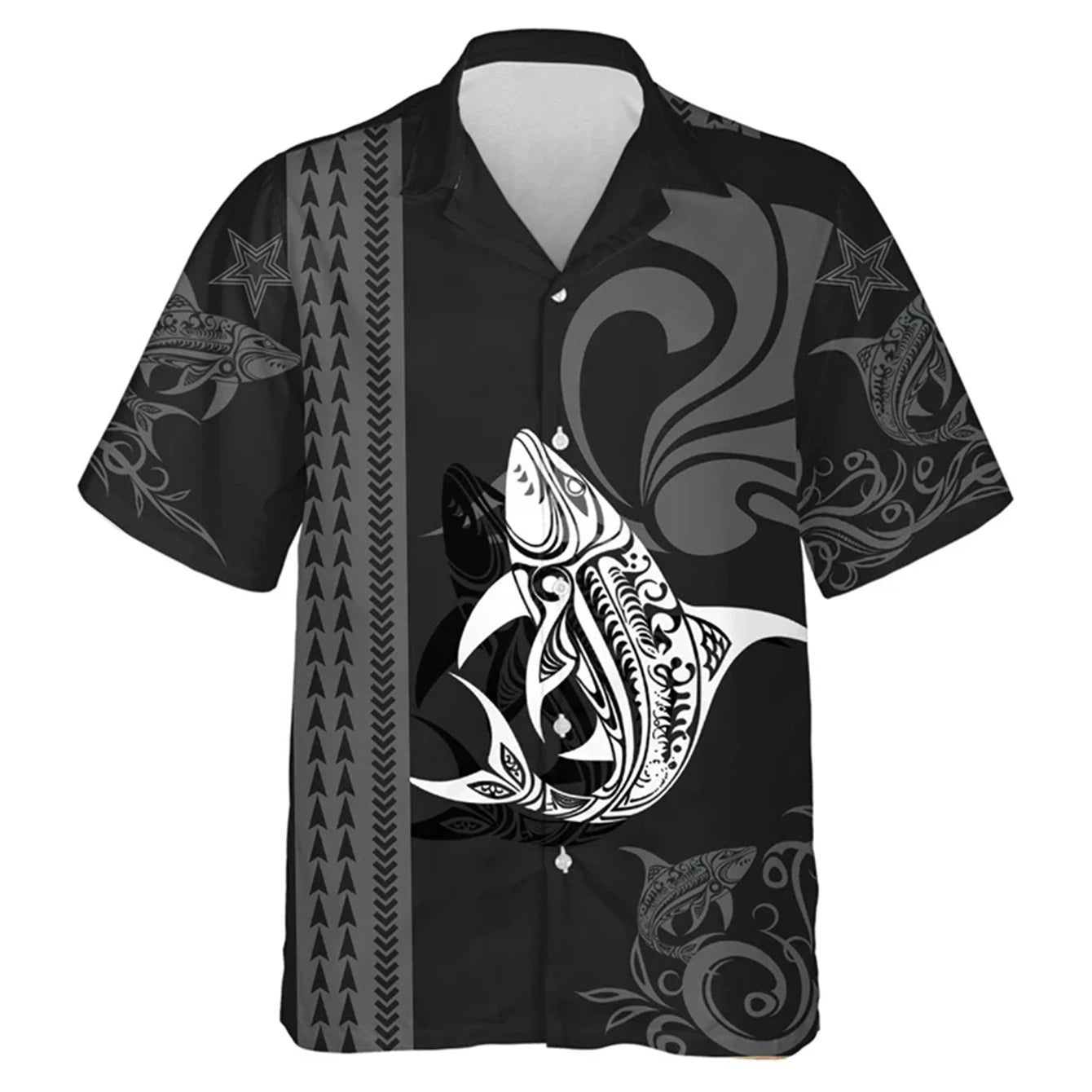Boy's Comfortable Breathable Hawaiian Fishing Print Shirt Boys Short Sleeve Shirt Summer Loose Beach Oversize Tee Shirt for Boy