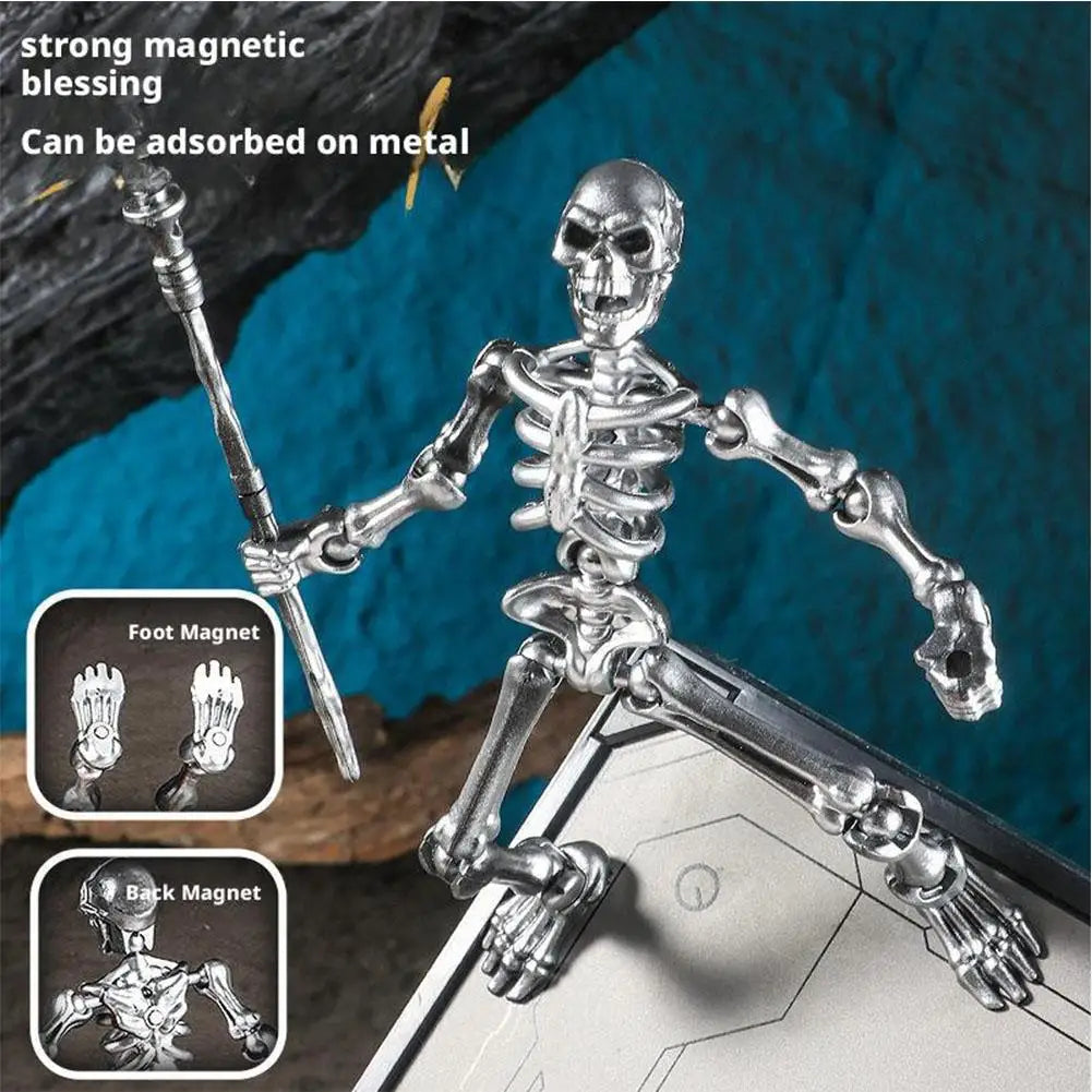 Halloween Magnetic Middle Ages Skeleton Posable Skeleton Human Shape Bones Halloween Haunted House Horror Props Skeleton Doll