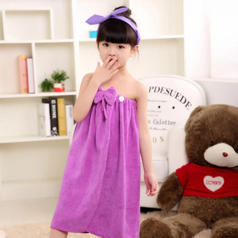 Kids' bath towel Bathrobe Super soft kids' bath skirt Super absorbent shower towel Bathrobe Beach swimming towel